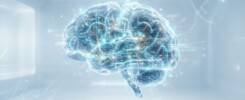 Representação abstrata de inteligência artificial no diagnóstico médico através de redes de dados e IA.