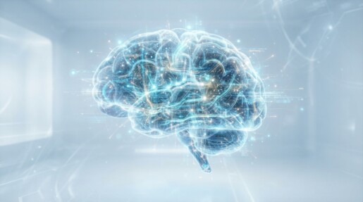 Representação abstrata de inteligência artificial no diagnóstico médico através de redes de dados e IA.